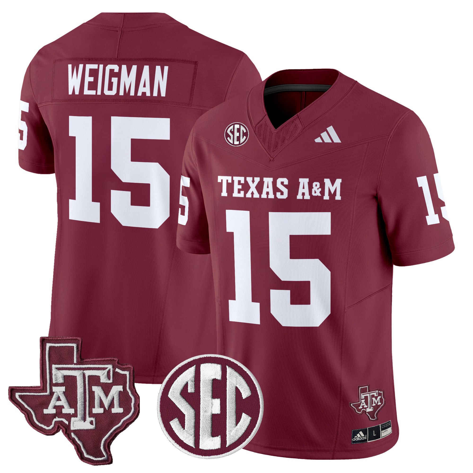 Men Texas A&M Aggies #15 Weigman Red 2024 Vapor Limited NCAA Jersey style 1